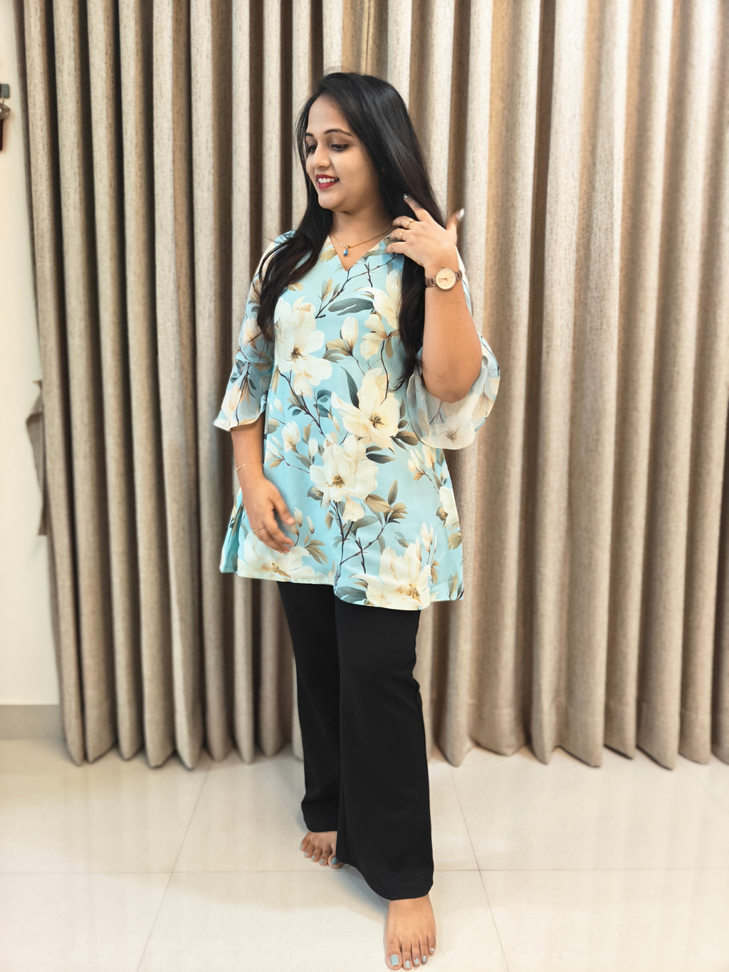 Georgette Floral Print Tunic