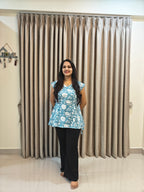Handblock Print Cotton Tunic - Blue