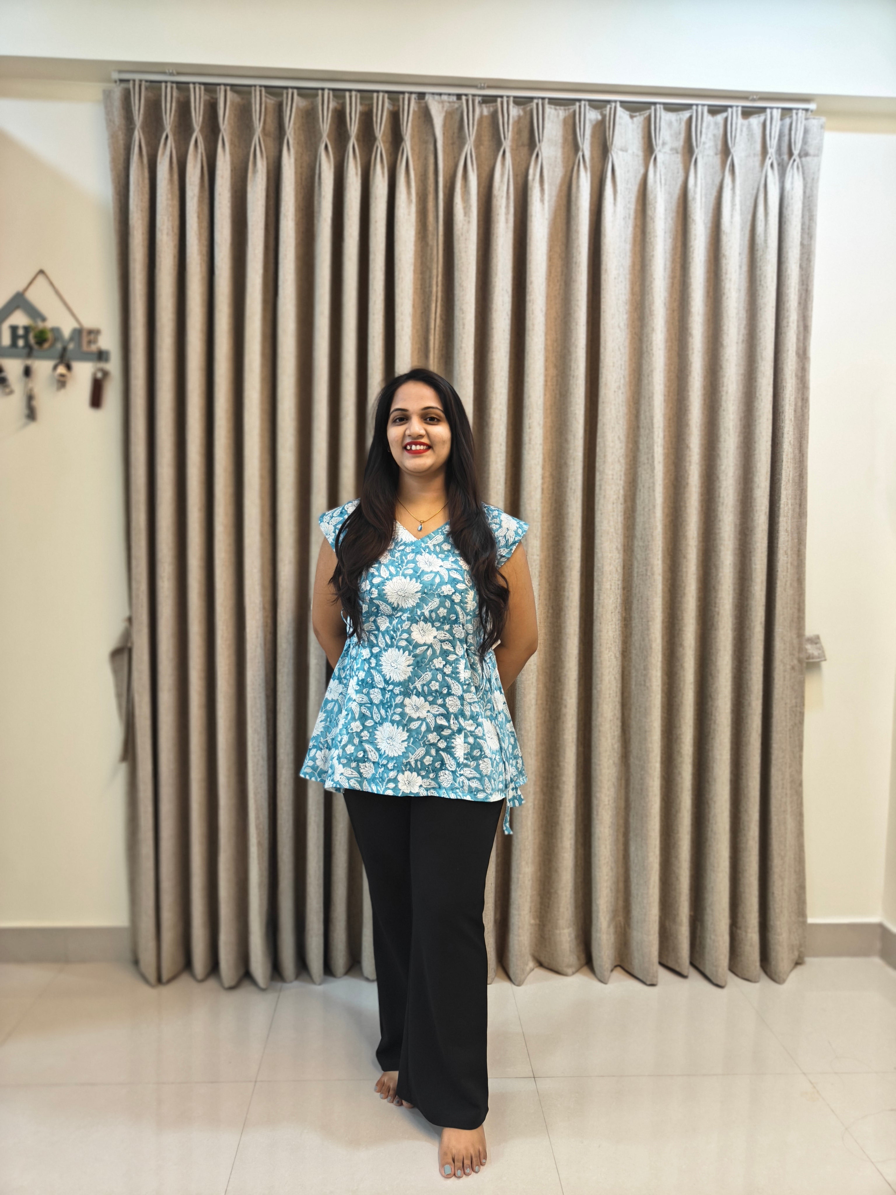 Handblock Print Cotton Tunic - Blue