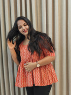 Handblock Print Cotton Peplum Top