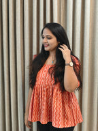 Handblock Print Cotton Peplum Top