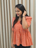 Handblock Print Cotton Peplum Top