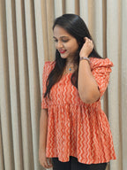 Handblock Print Cotton Peplum Top