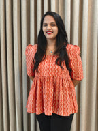 Handblock Print Cotton Peplum Top