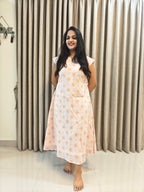 Handblock Print Cotton A-Line Frock - Midi Length