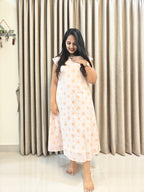 Handblock Print Cotton A-Line Frock - Midi Length
