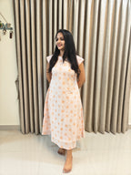 Handblock Print Cotton A-Line Frock - Midi Length