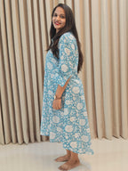 Handblock Print Cotton A-Line Asymmetric Frock