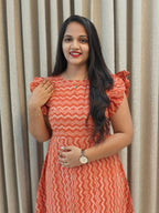 Handblock Print Cotton A-Line Frock - Stripes