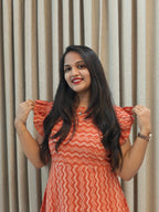Handblock Print Cotton A-Line Frock - Stripes
