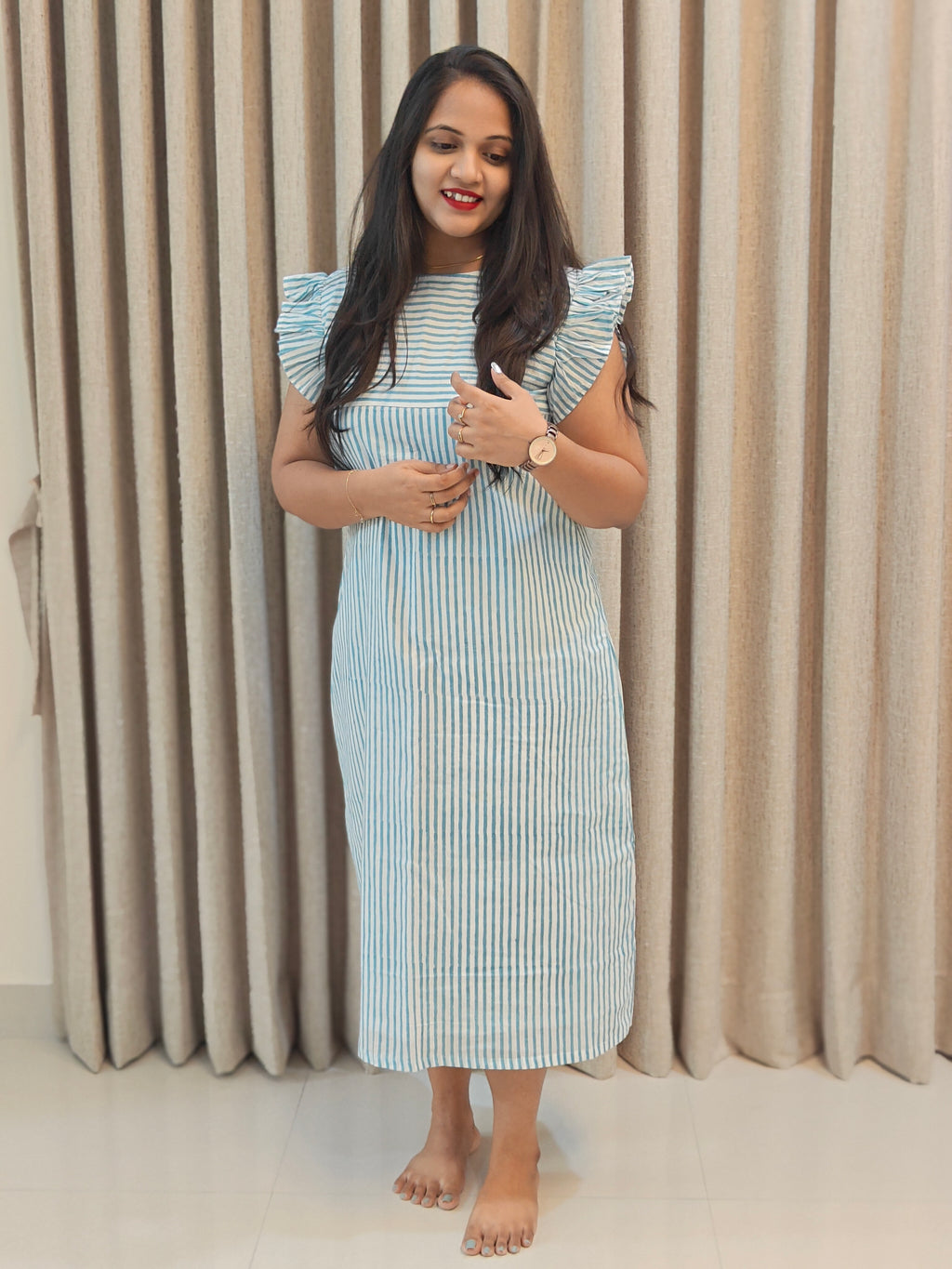 Handblock Print Cotton A-Line Frock