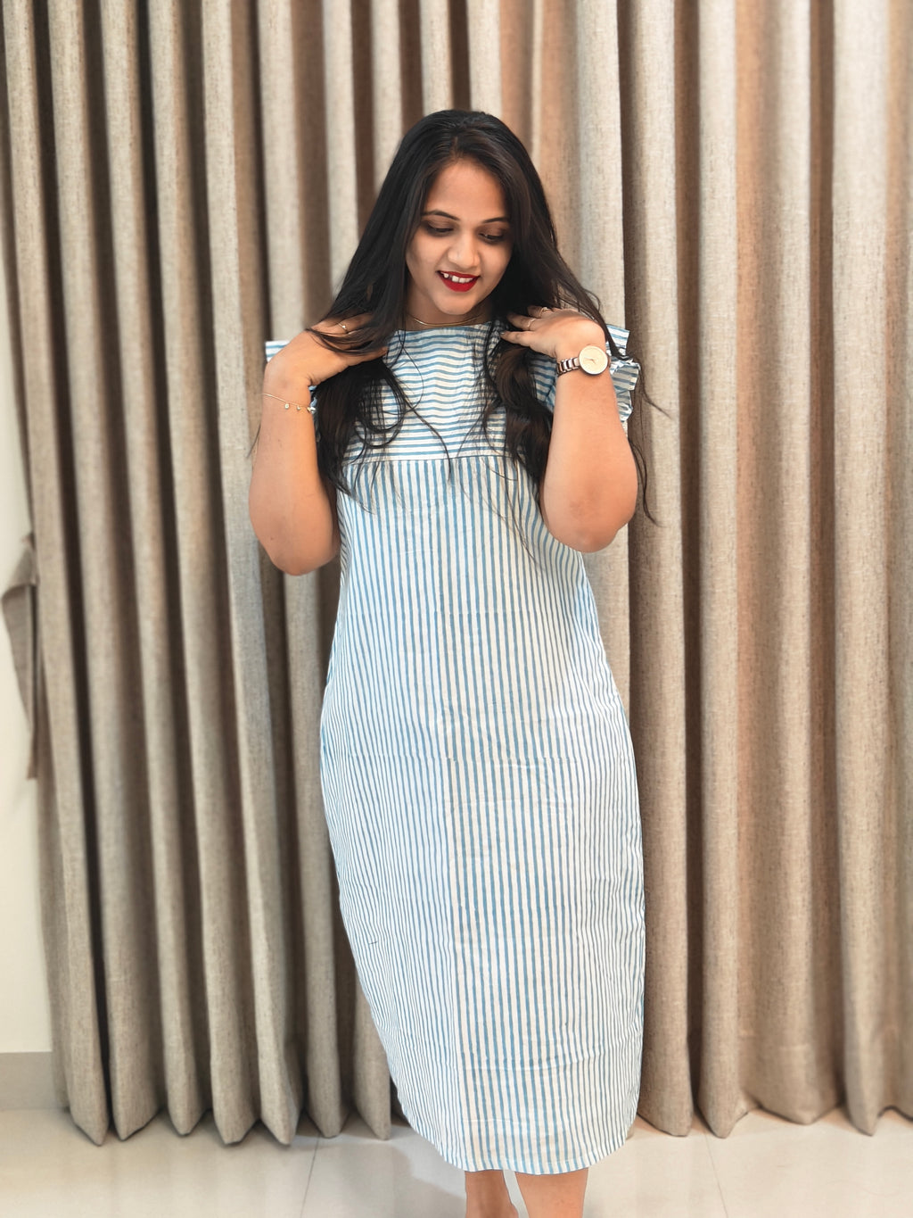 Handblock Print Cotton A-Line Frock
