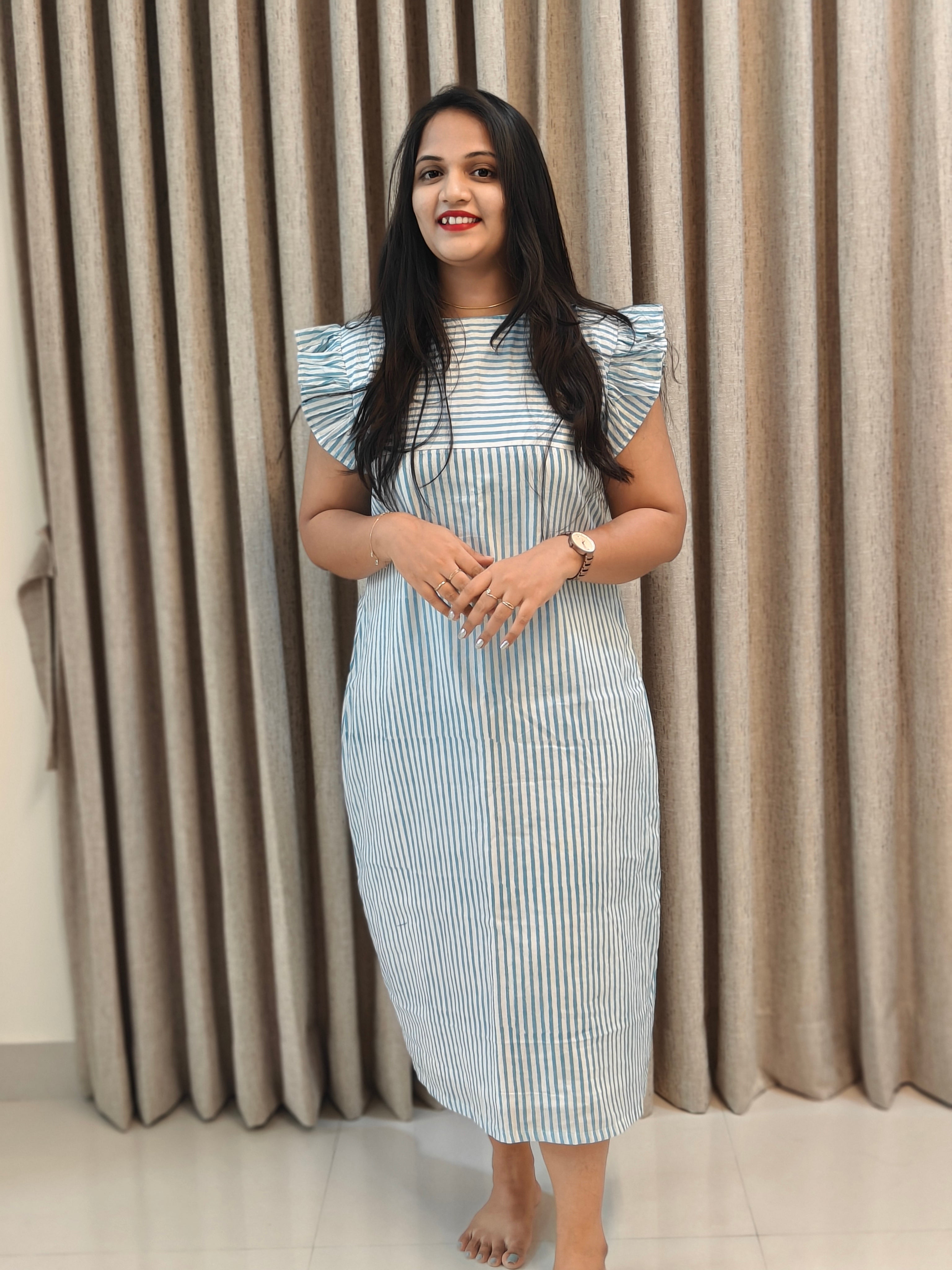 Handblock Print Cotton A-Line Frock