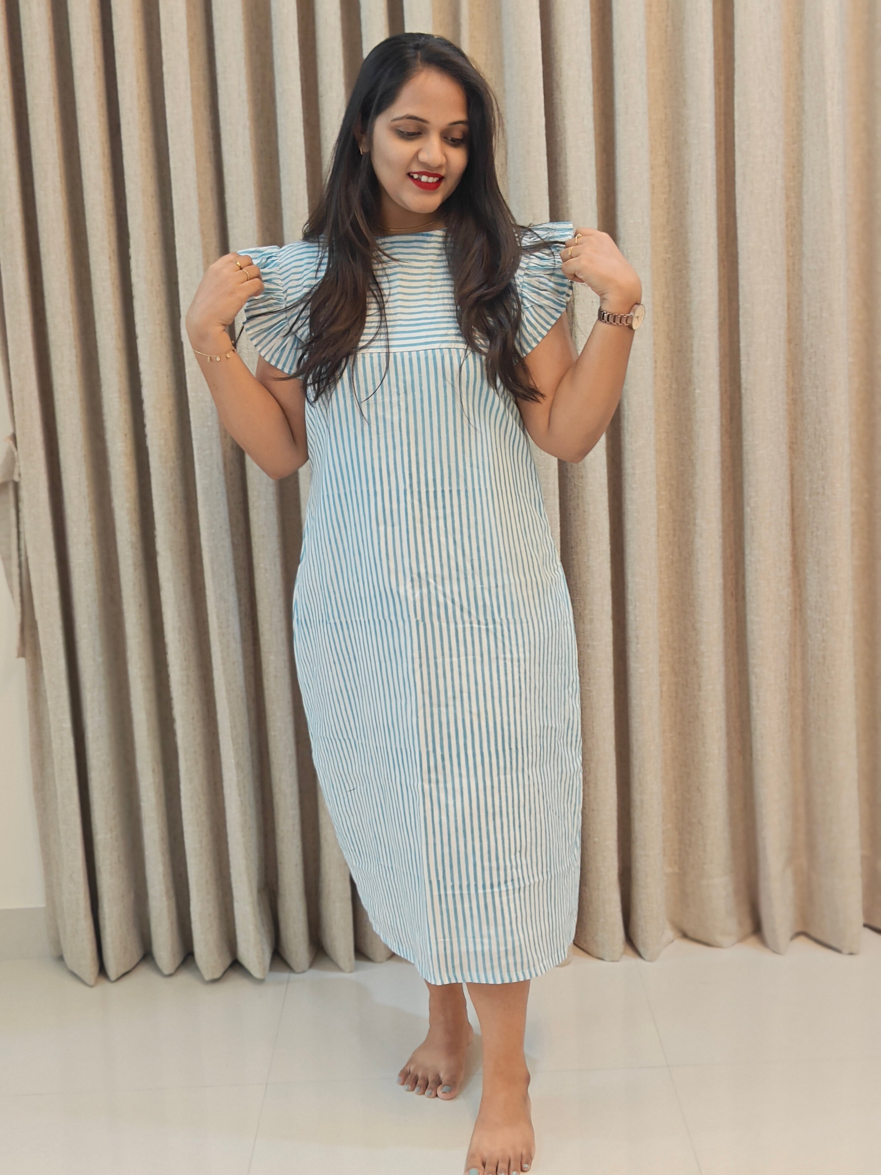 Handblock Print Cotton A-Line Frock