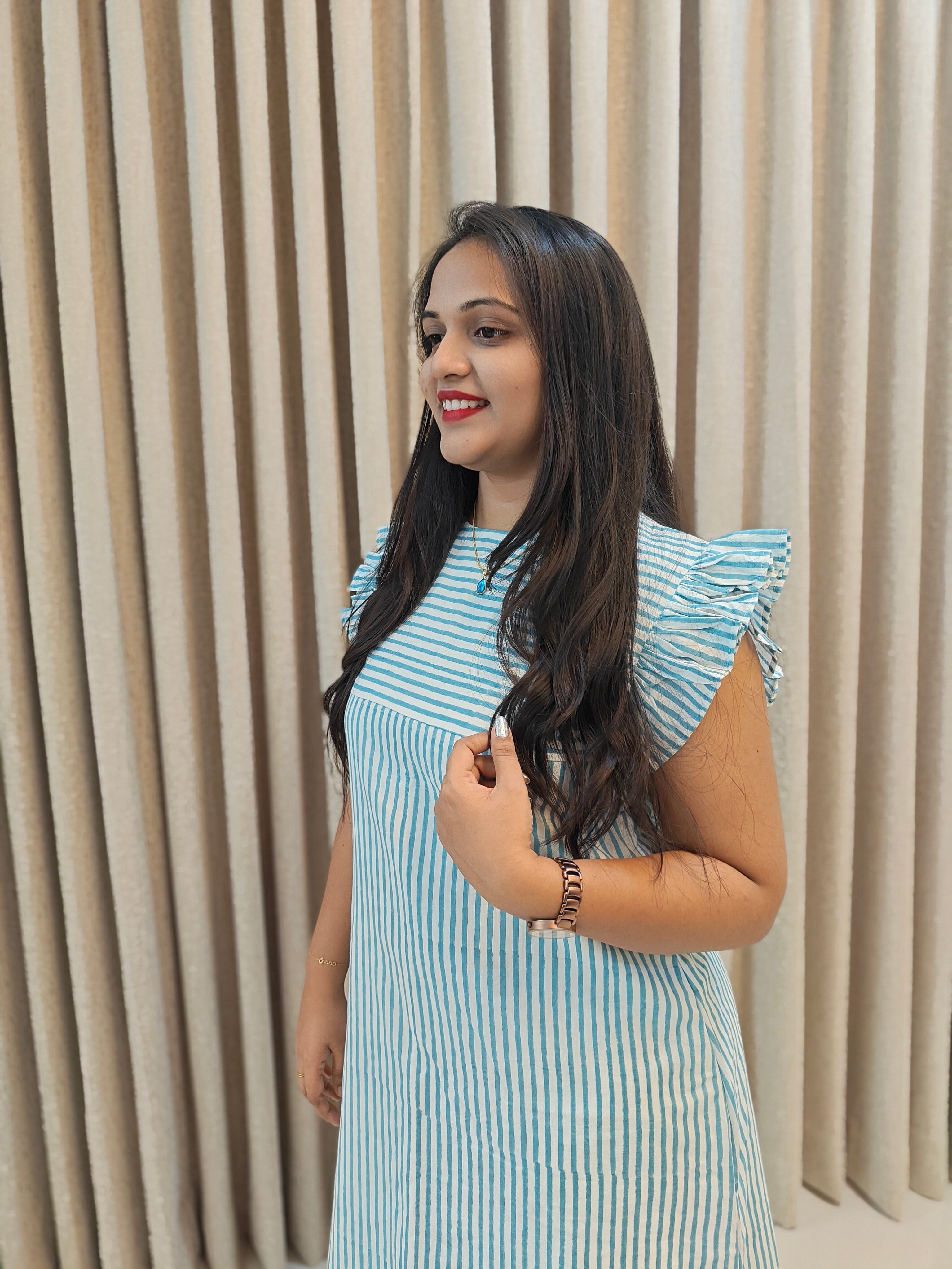 Handblock Print Cotton A-Line Frock