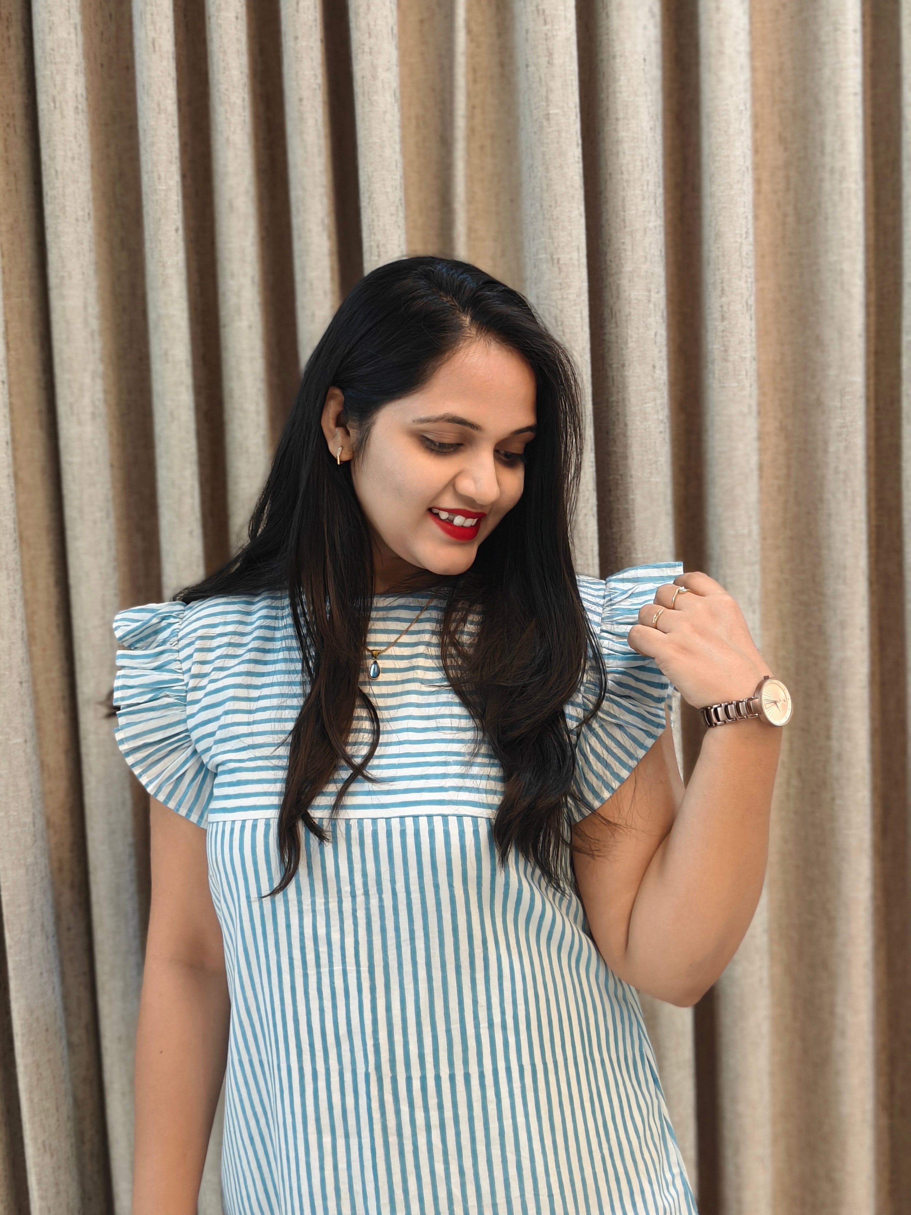 Handblock Print Cotton A-Line Frock