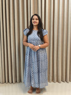 Handblock Print Mul Cotton Casual Wear Frock