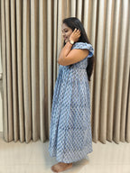Handblock Print Mul Cotton Casual Wear Frock