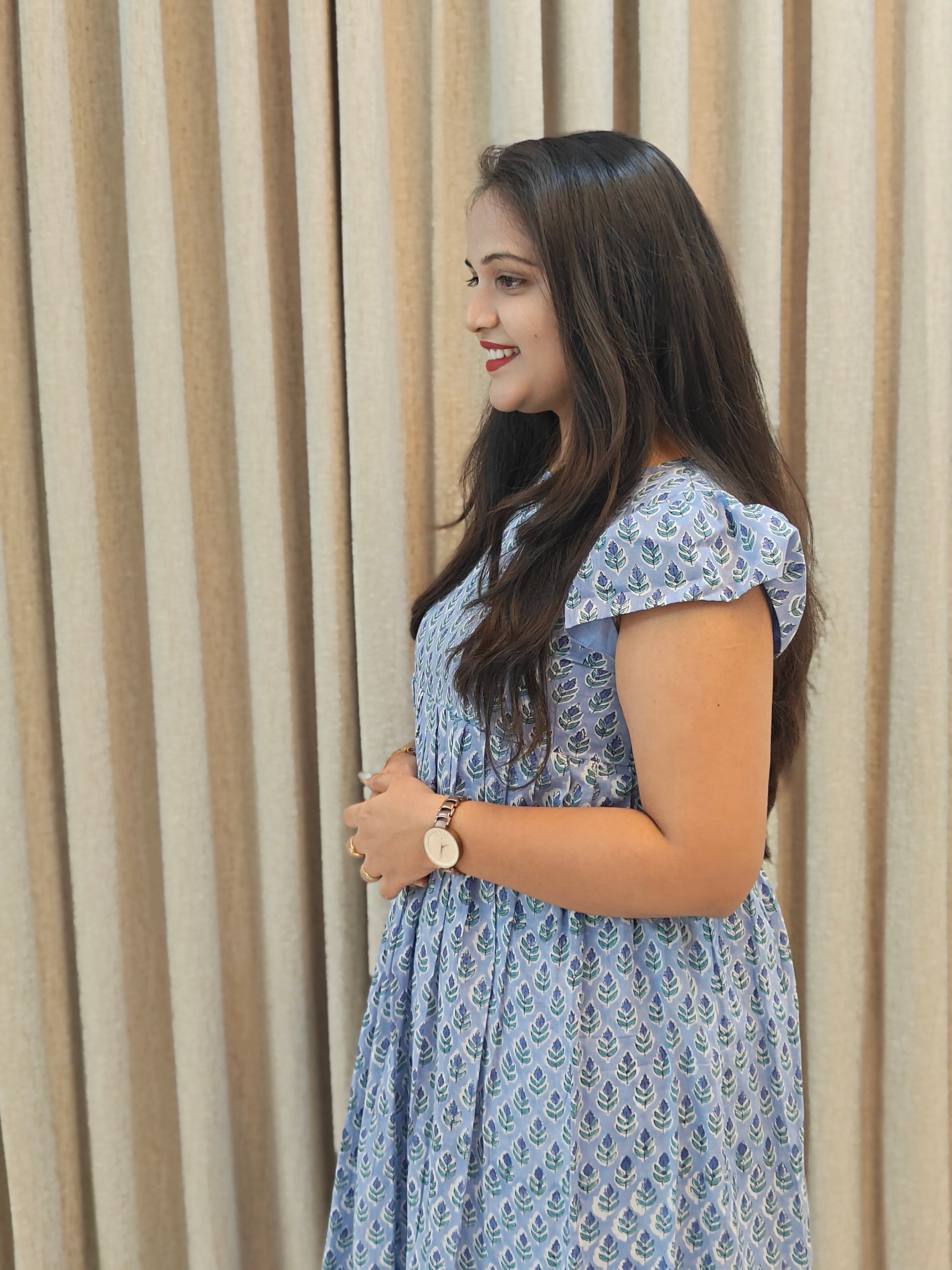 Handblock Print Mul Cotton Casual Wear Frock