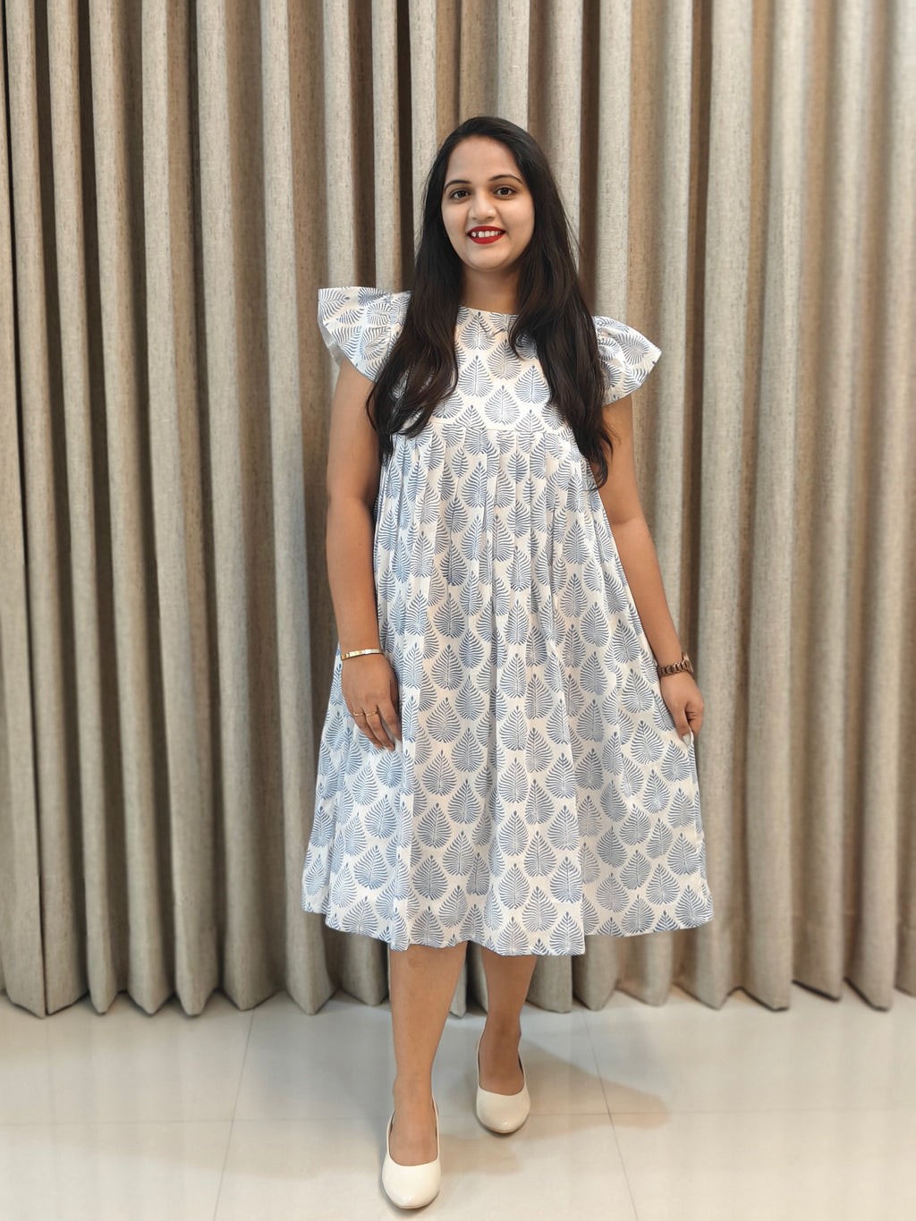 Premium Mul Cotton Handblock Frock - Casual Wear