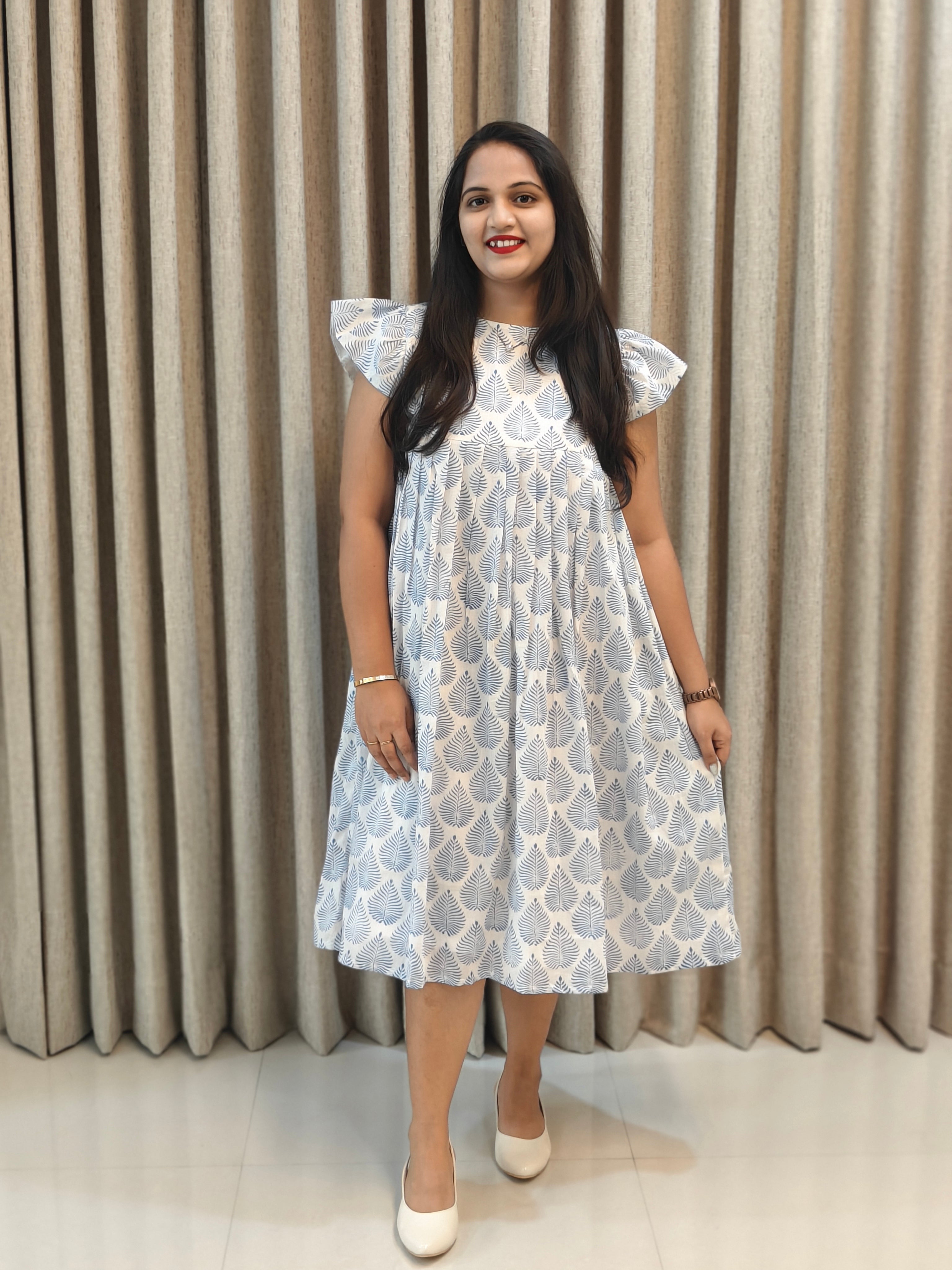 Premium Mul Cotton Handblock Frock - Casual Wear