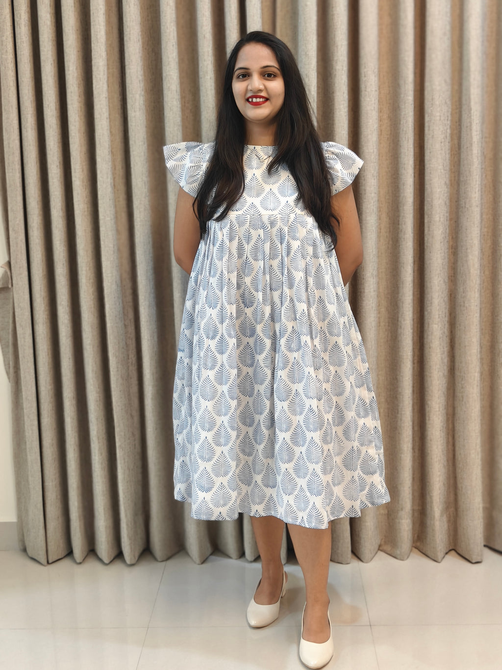 Premium Mul Cotton Handblock Frock - Casual Wear