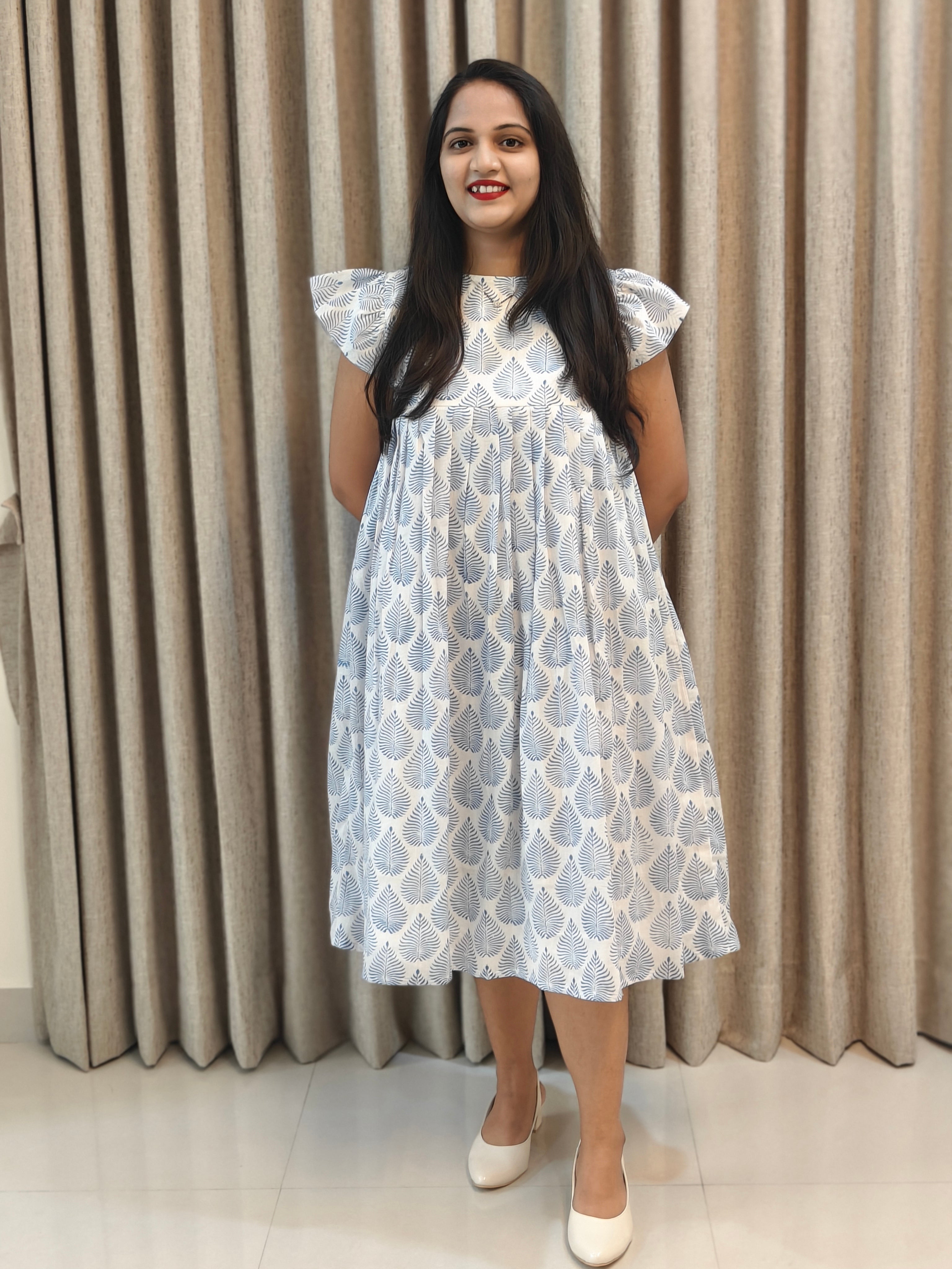 Premium Mul Cotton Handblock Frock - Casual Wear