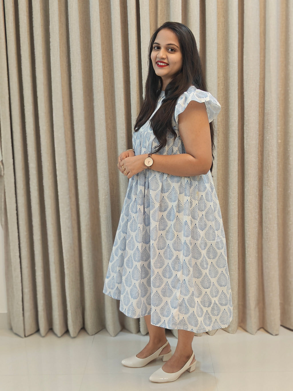 Premium Mul Cotton Handblock Frock - Casual Wear