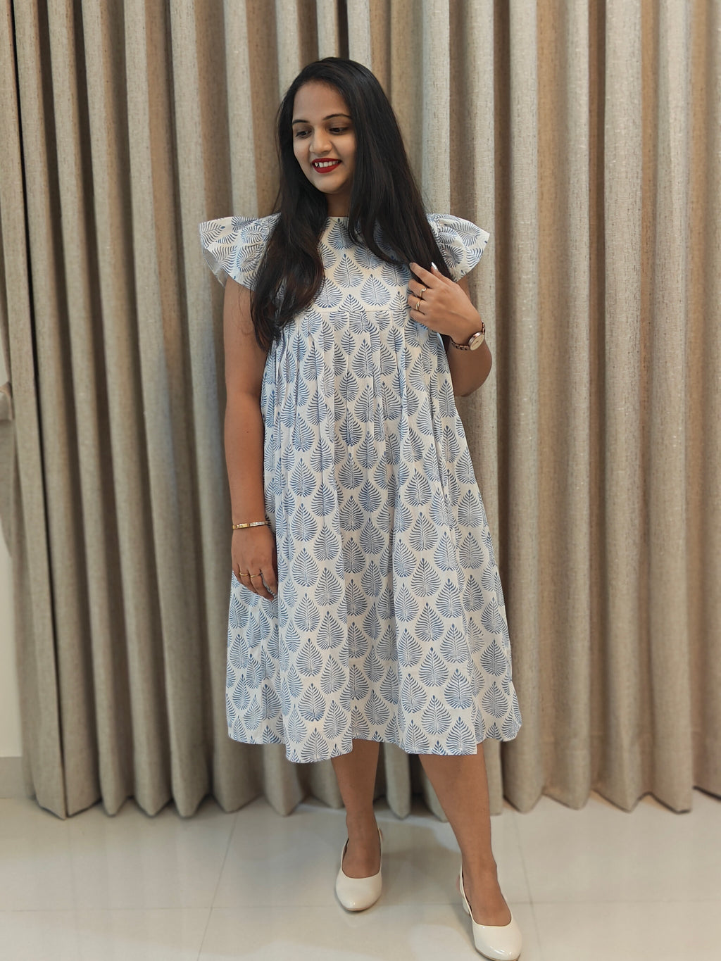 Premium Mul Cotton Handblock Frock - Casual Wear