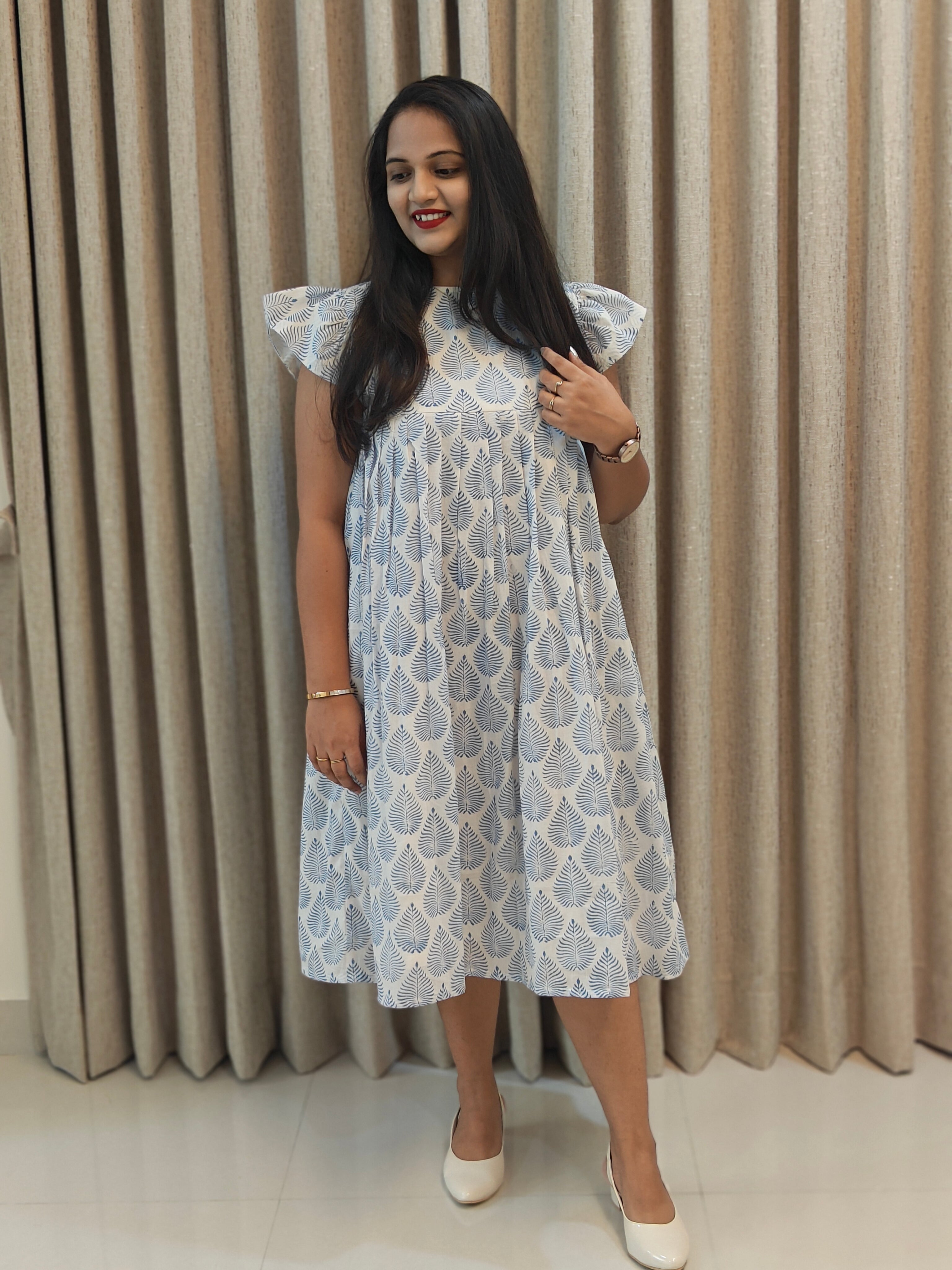 Premium Mul Cotton Handblock Frock - Casual Wear