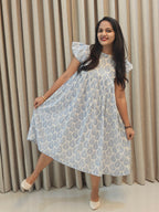 Premium Mul Cotton Handblock Frock - Casual Wear