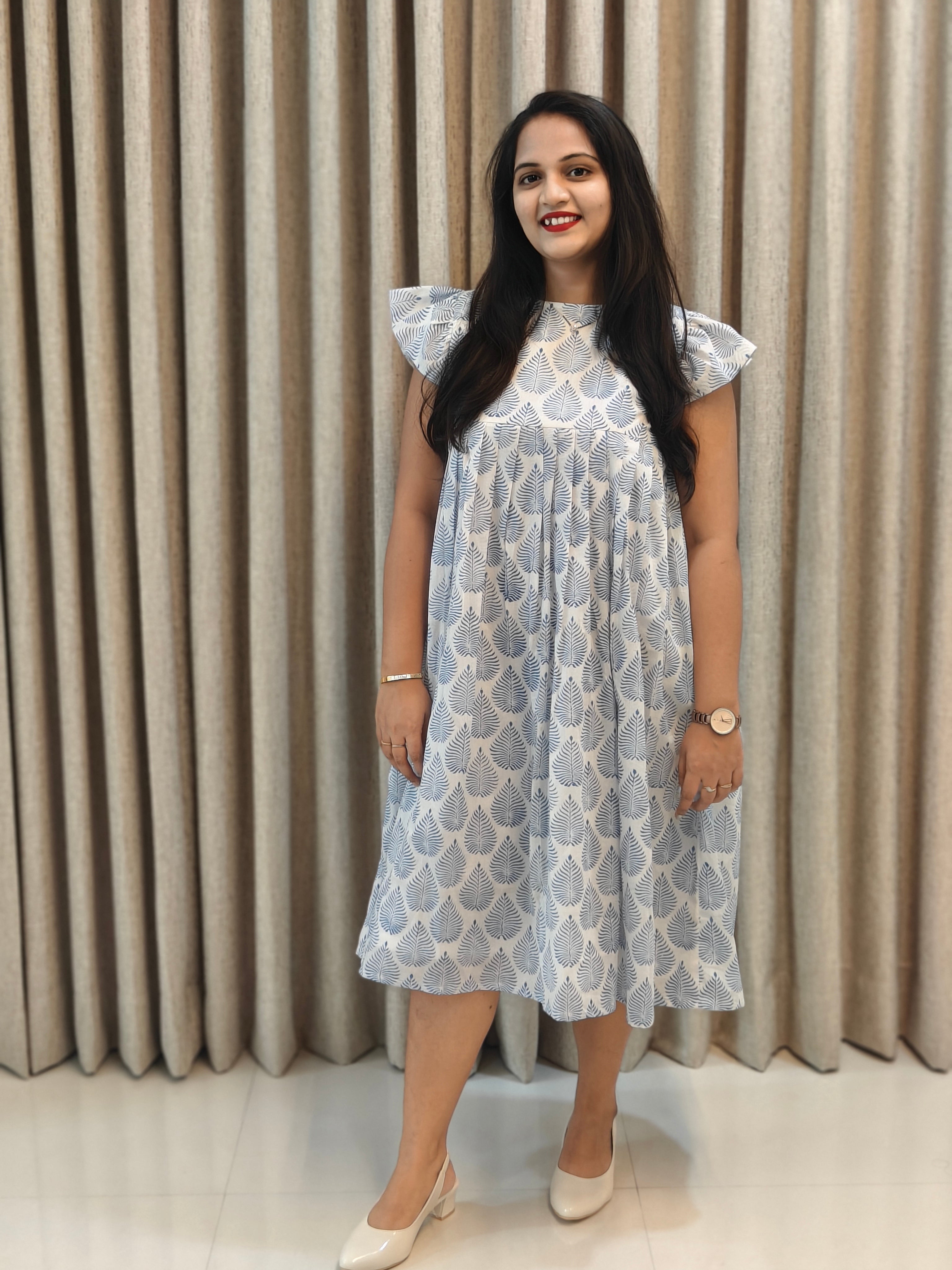 Premium Mul Cotton Handblock Frock - Casual Wear