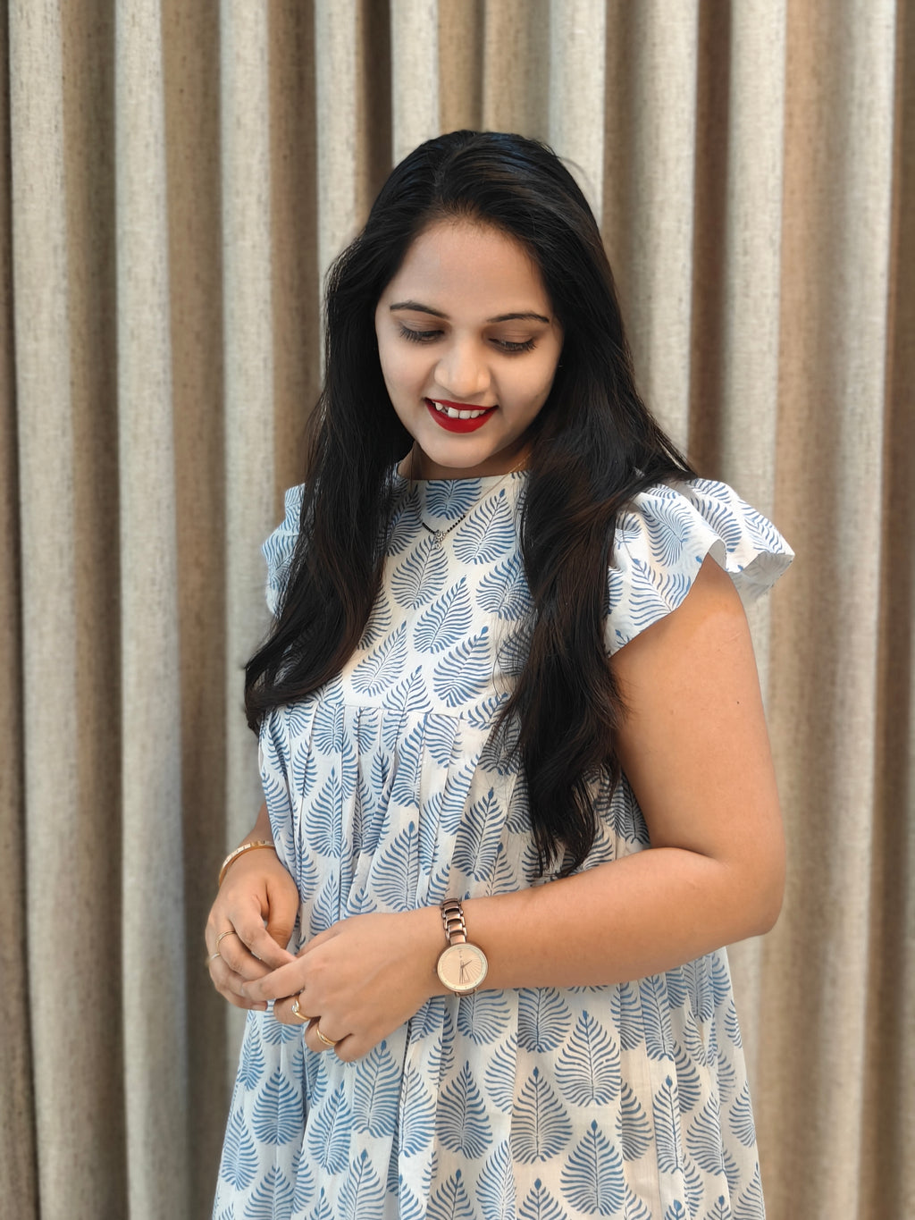 Premium Mul Cotton Handblock Frock - Casual Wear
