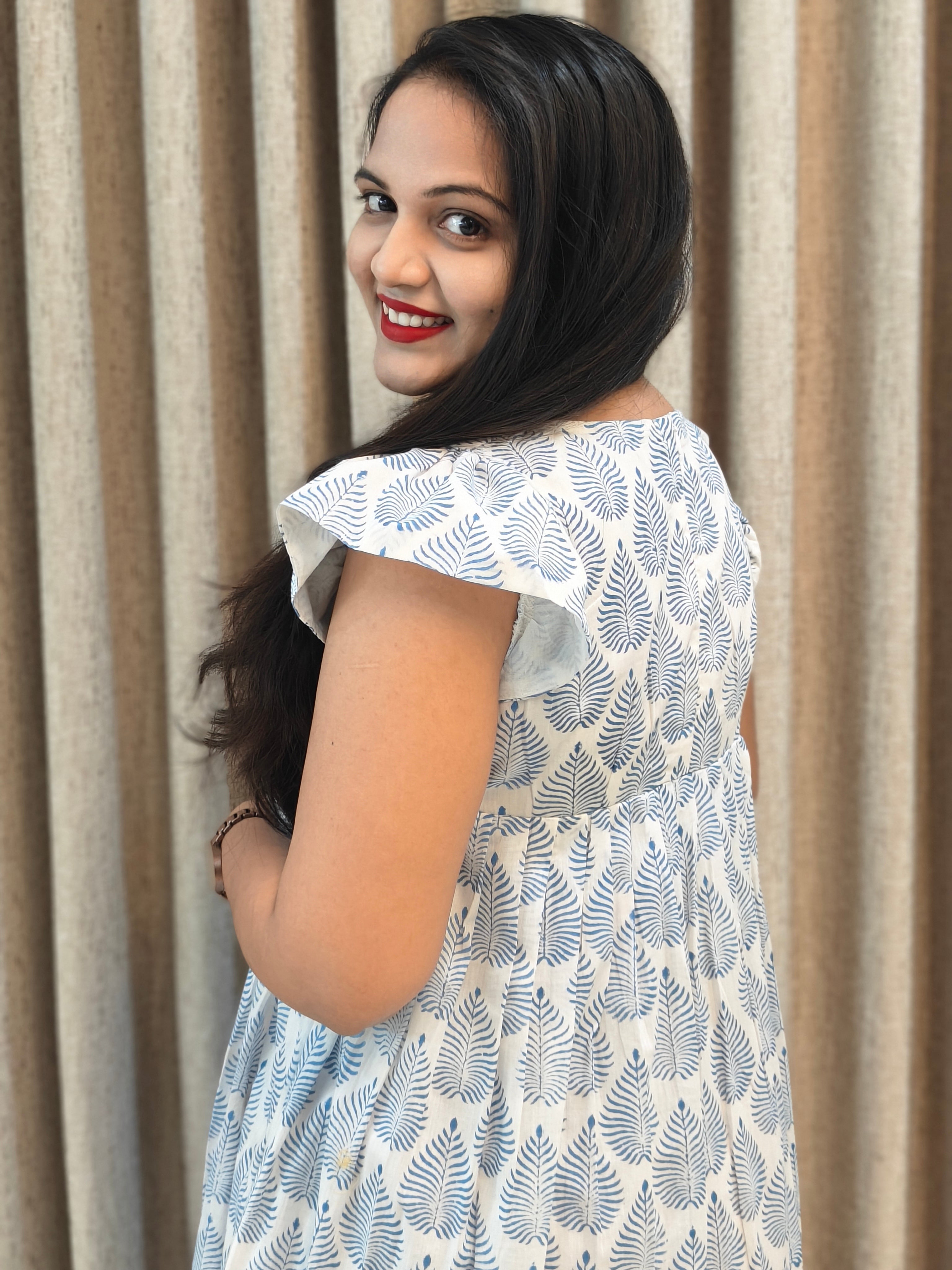 Premium Mul Cotton Handblock Frock - Casual Wear
