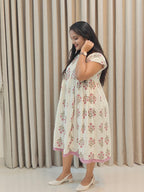 Premium Kota Doria Handblock Print Frock - Casual Wear