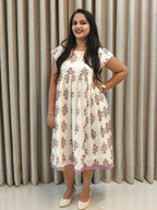 Premium Kota Doria Handblock Print Frock - Casual Wear