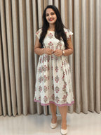 Premium Kota Doria Handblock Print Frock - Casual Wear