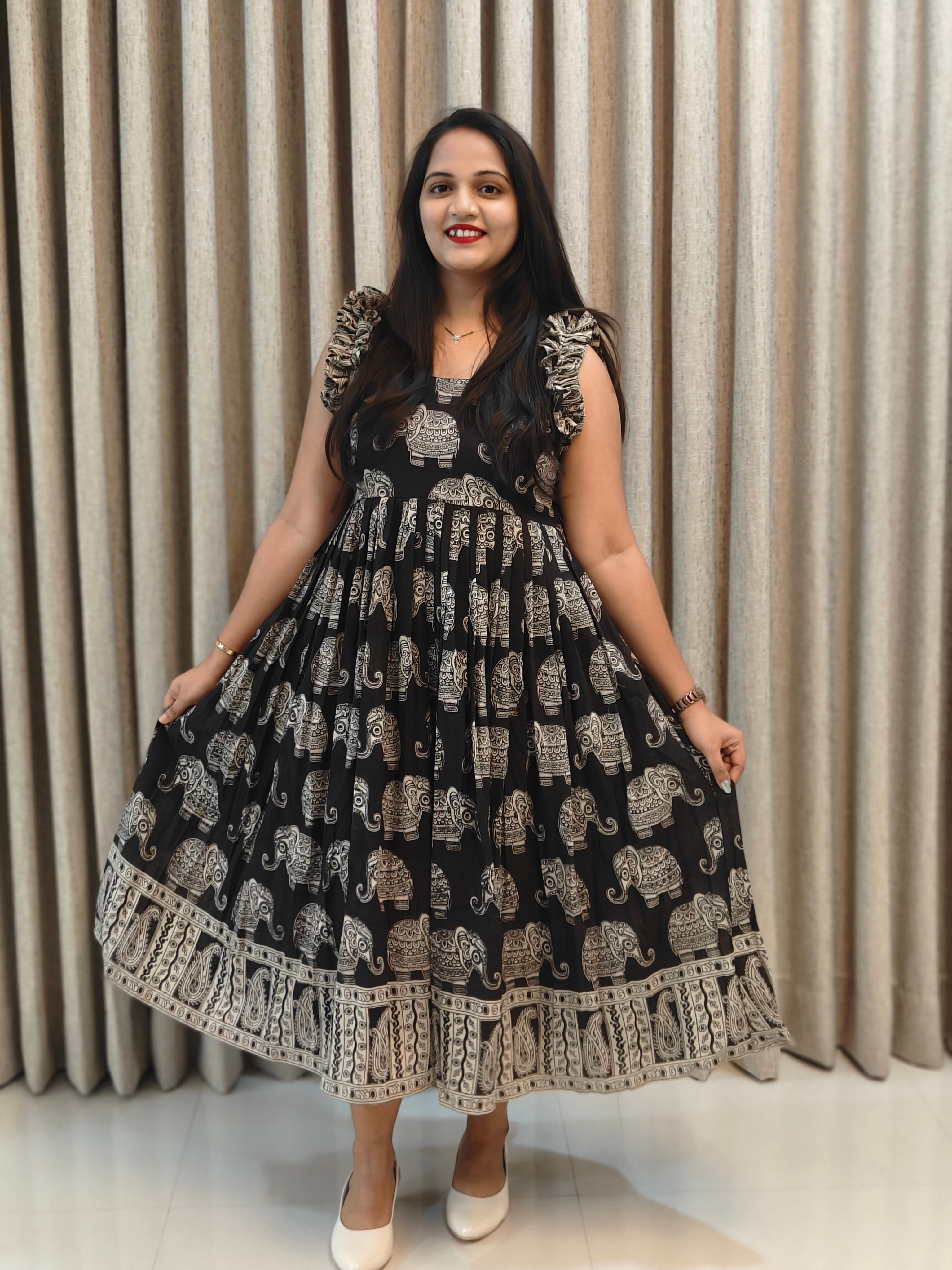 Kalamkari Print Pure Cotton Frock - Traditional Wear