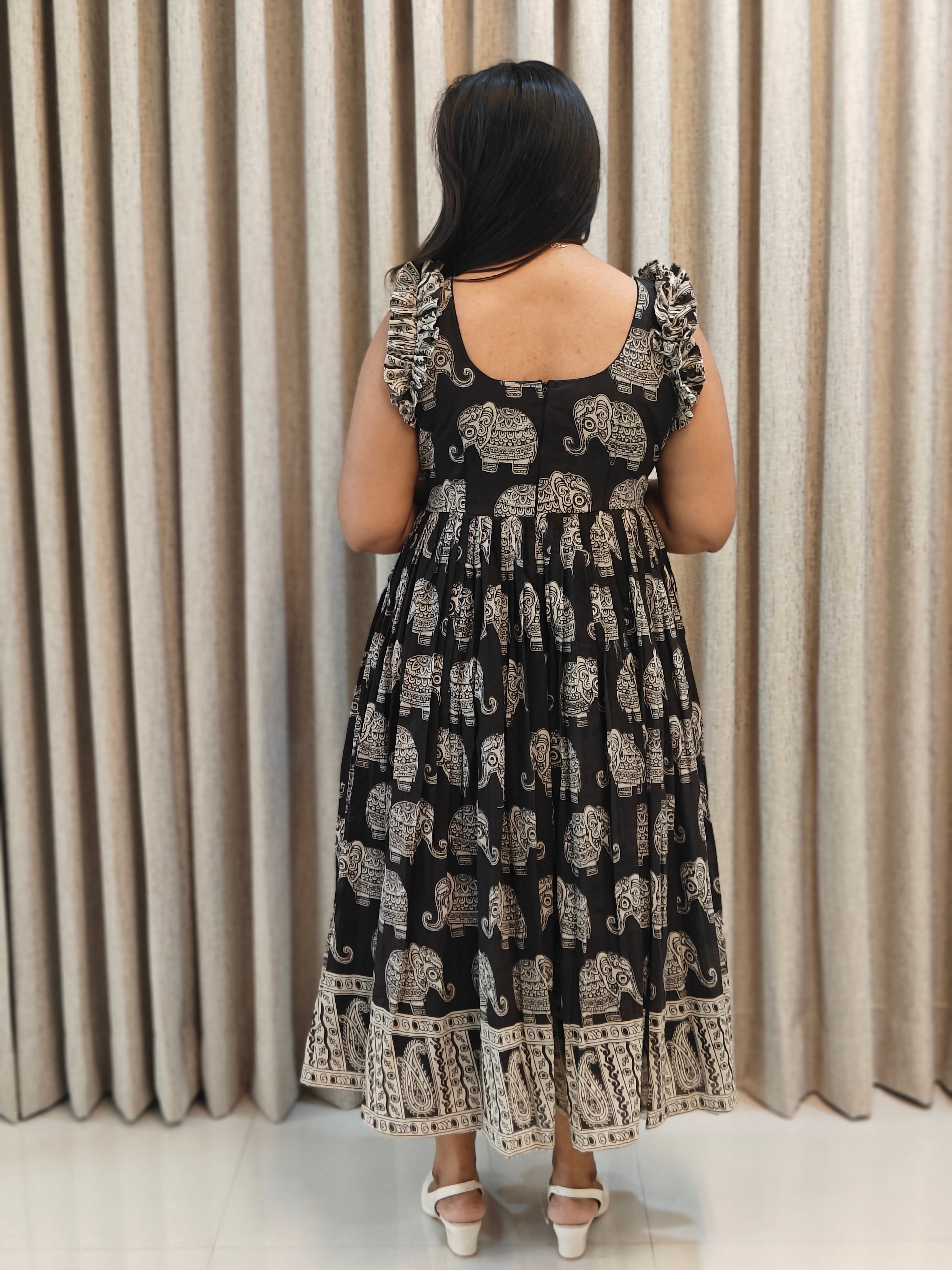 Kalamkari Print Pure Cotton Frock - Traditional Wear