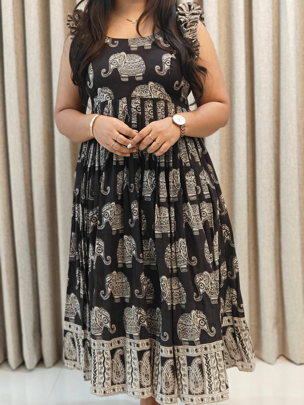 Kalamkari Print Pure Cotton Frock - Traditional Wear