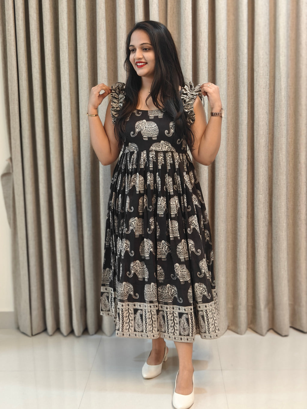 Kalamkari Print Pure Cotton Frock - Traditional Wear