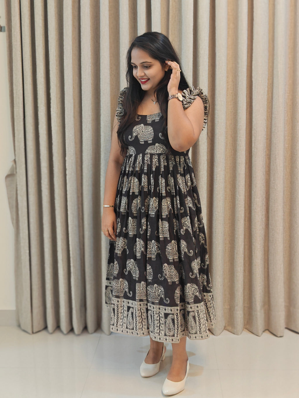 Kalamkari Print Pure Cotton Frock - Traditional Wear