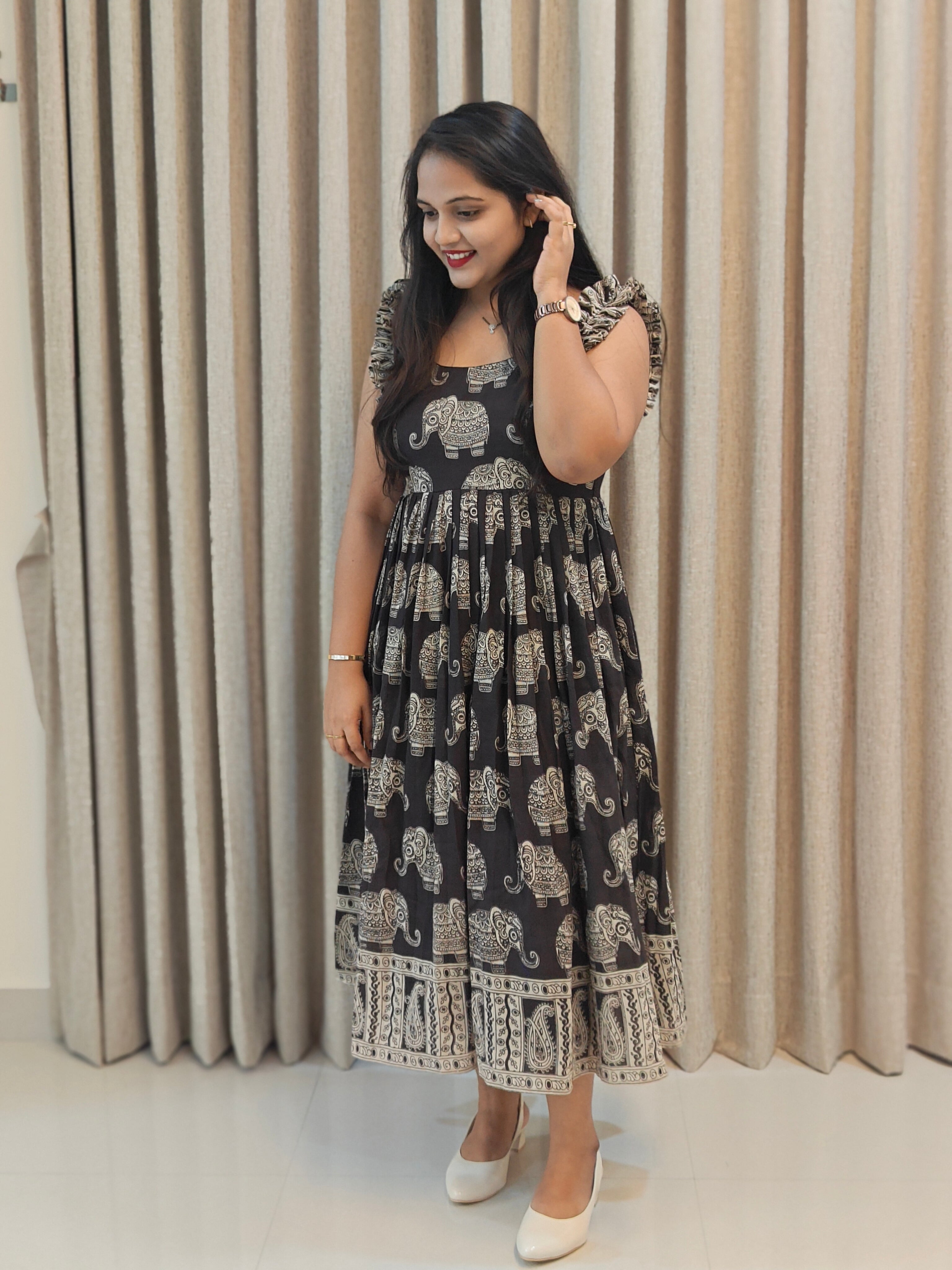Kalamkari Print Pure Cotton Frock - Traditional Wear