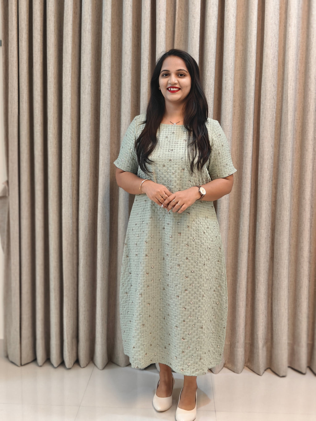Pure Georgette A-Line Frock - Graceful Everyday Style