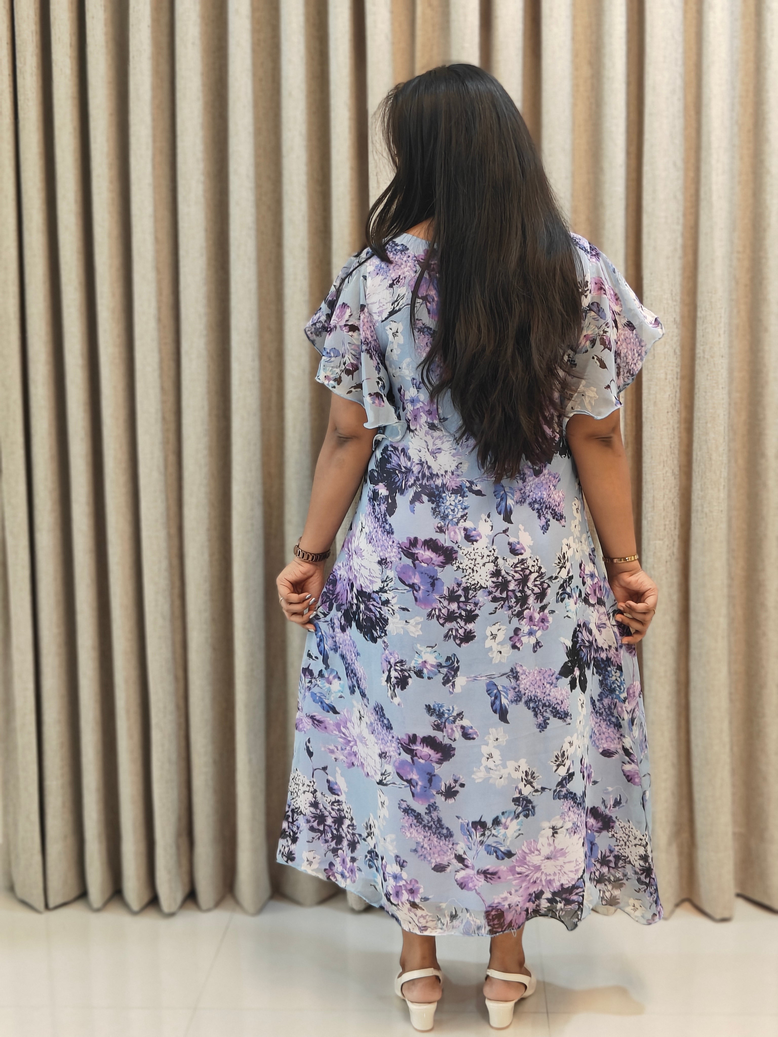 Pure Georgette A-Line Frock - Elegant Flowy Fit