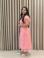 Chiffon Floral A-Line Frock - Lightweight Casual Wear
