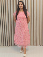 Chiffon Floral A-Line Frock - Lightweight Casual Wear