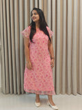 Chiffon Floral A-Line Frock - Lightweight Casual Wear