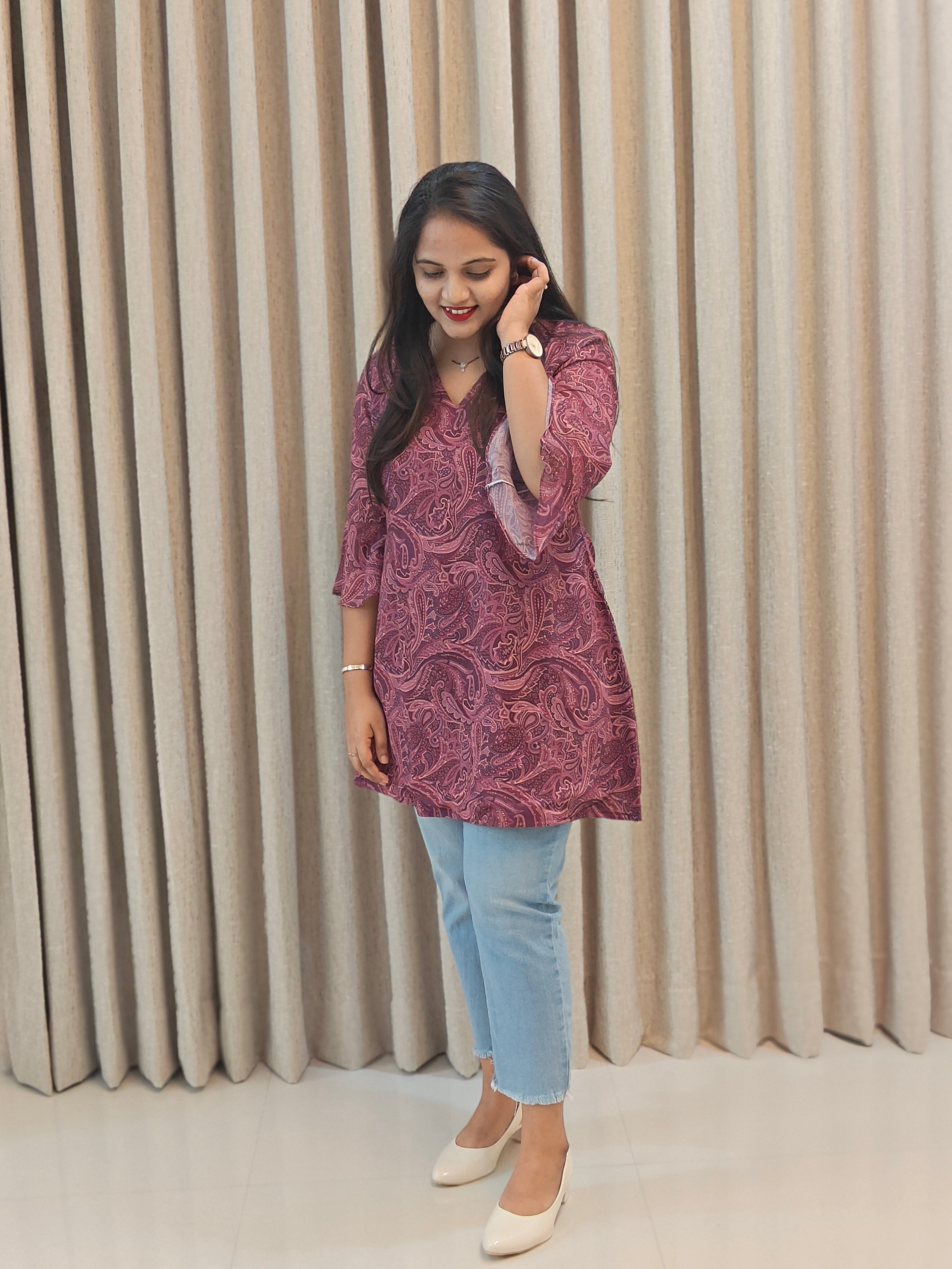 Floral Georgette Tunic Top -  Casual Wear