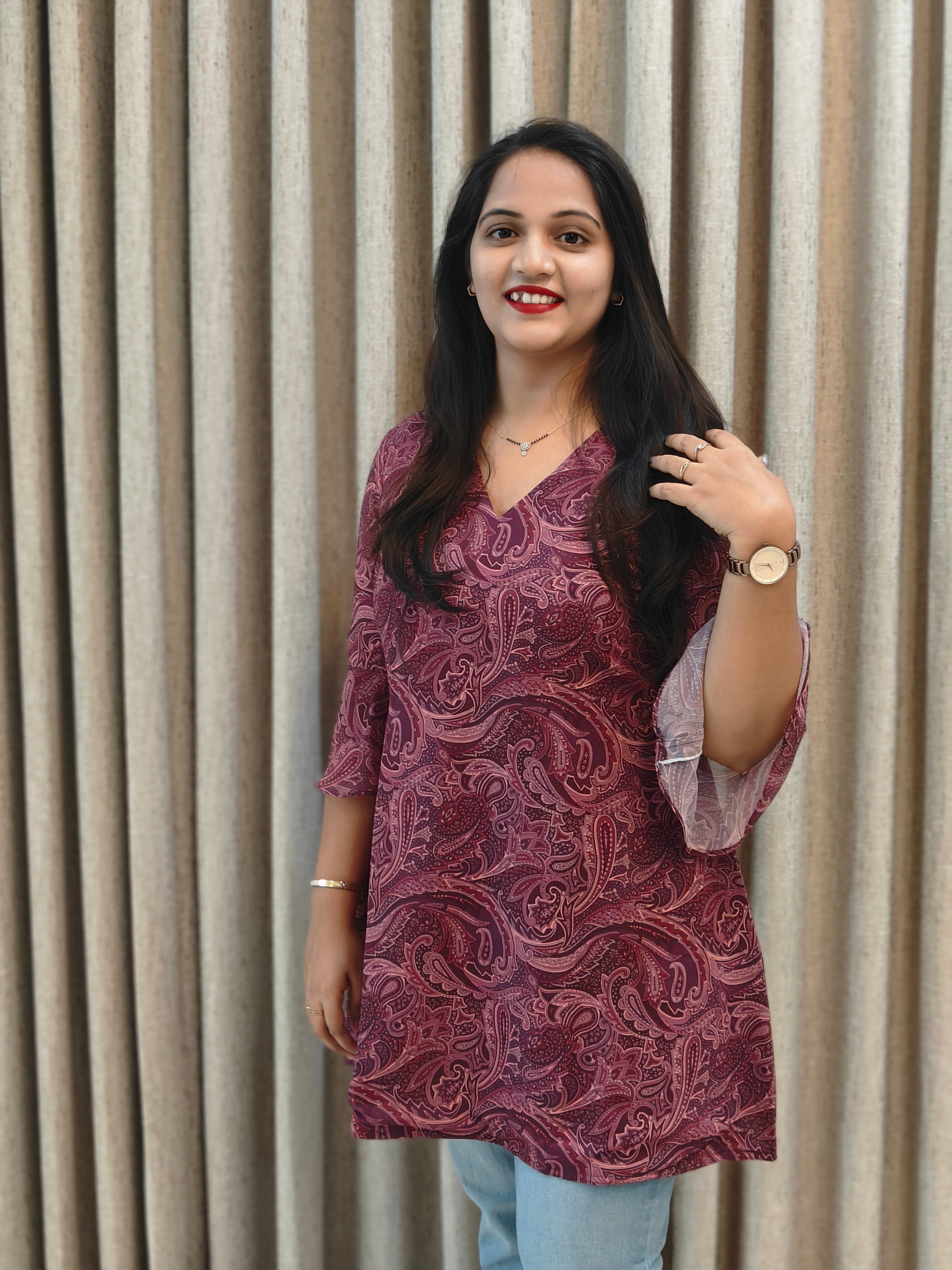 Floral Georgette Tunic Top -  Casual Wear